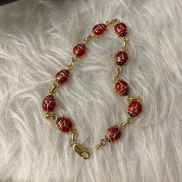 Jewelry - Solid 14K Gold Link Bracelet Ladybug